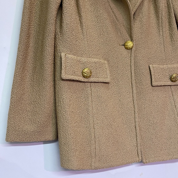 St John Blazer Brown knit gold accent buttons Sz 12 - Picture 5 of 5